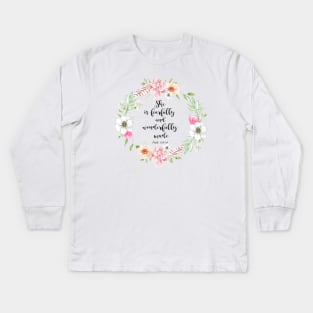 Bible verse for women, she is fearfully and wonderfully made Kids Long Sleeve T-Shirt